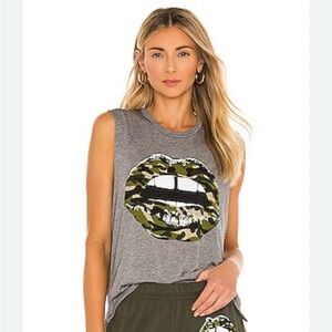 LAUREN MOSHI Kinzington Camo Lip Tank in Heather Grey
